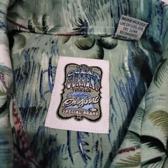 ocean currents men's  button down shirt Hawaiian size s palms vacation beach - Picture 7 of 11